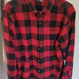 Eddie Bauer Red and Black Checkered Men's Shirt
